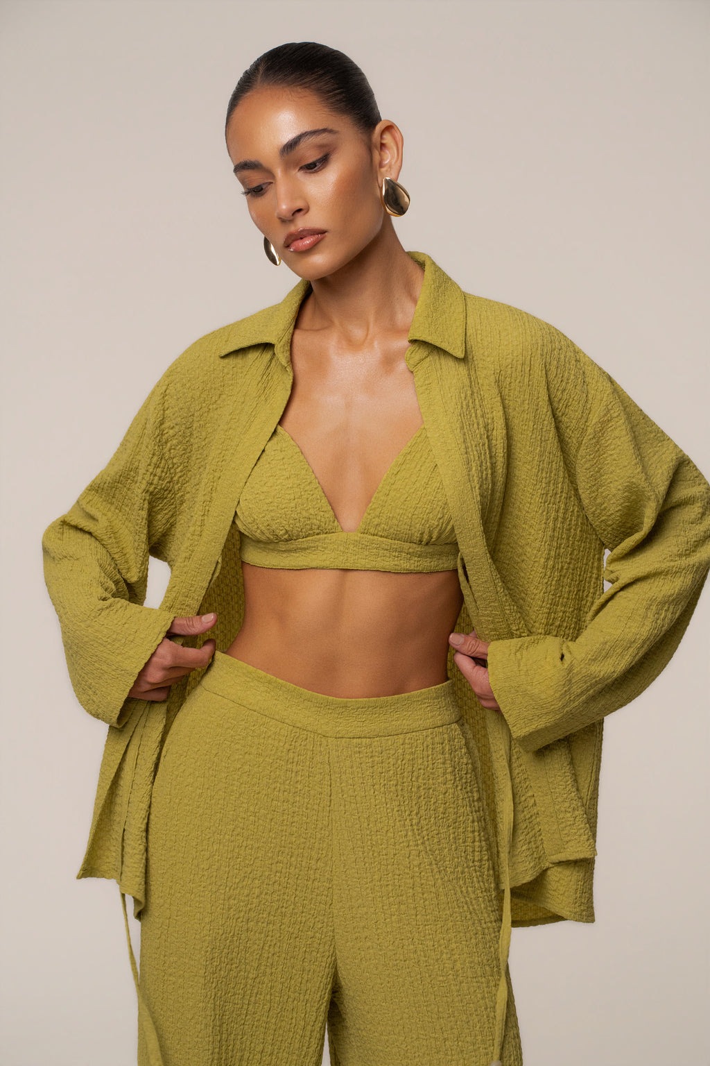 Lime Dockside Crepe Knit Bralette