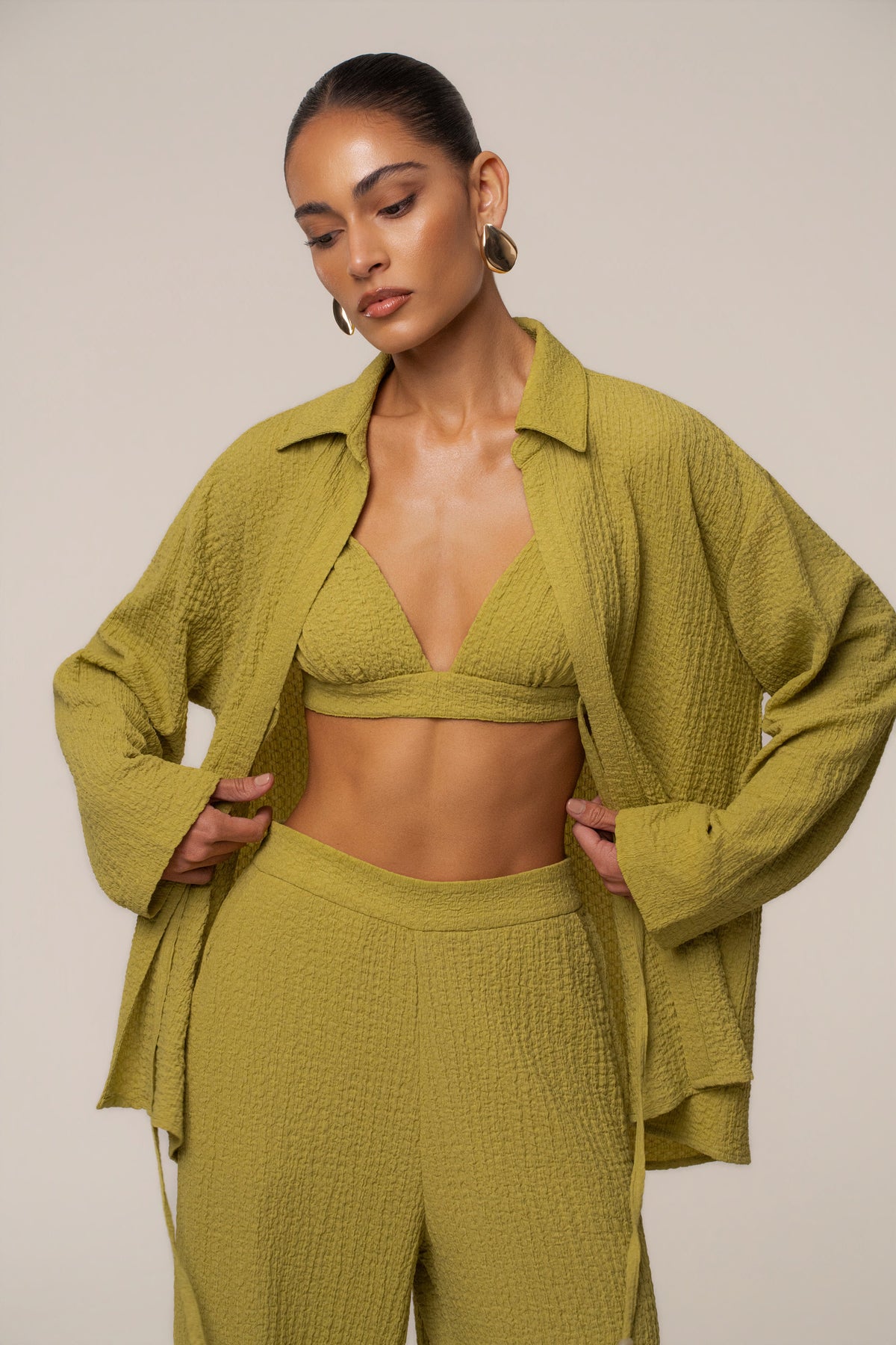 Lime Dockside Crepe Knit Bralette