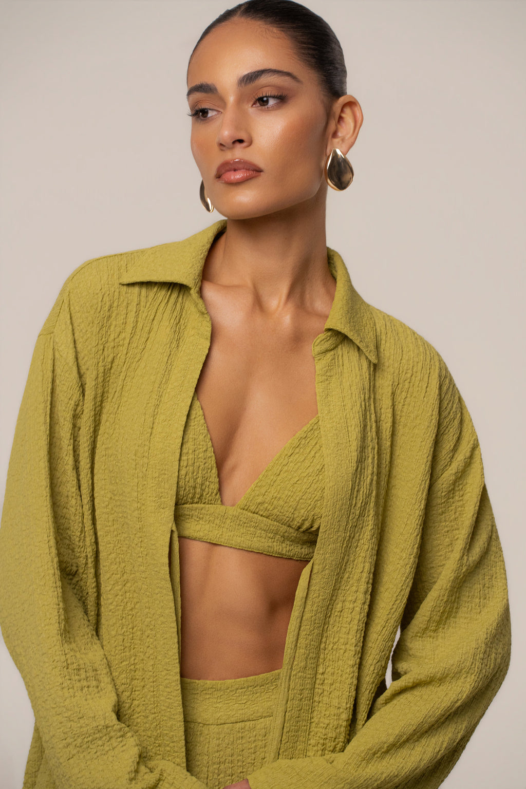 Lime Dockside Crepe Knit Bralette