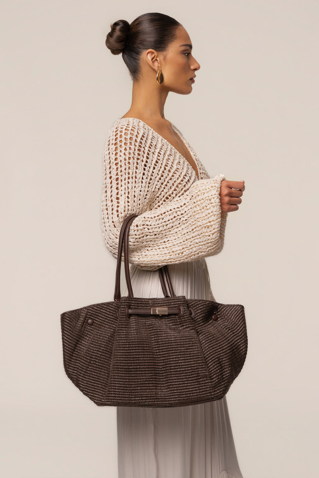 Chocolate Lana Woven Handbag