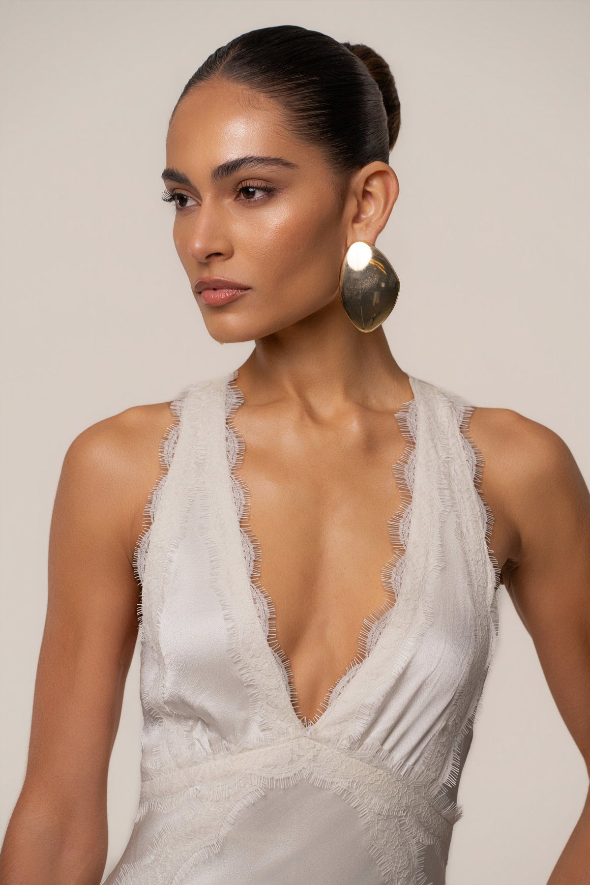 Ivory Satin Evenings Maxi Dress