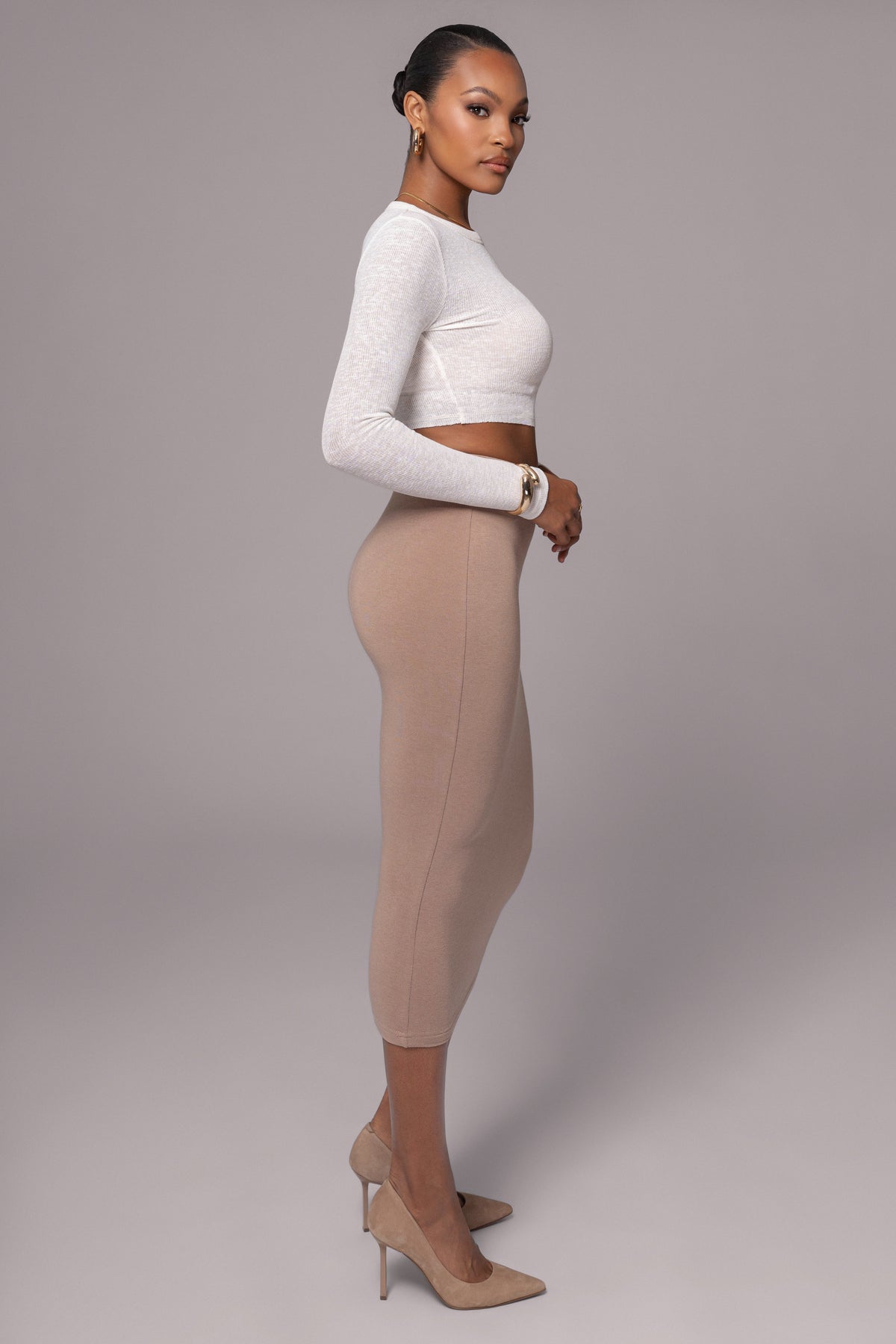 Ivory Just Enough Ribbed Crop Top
