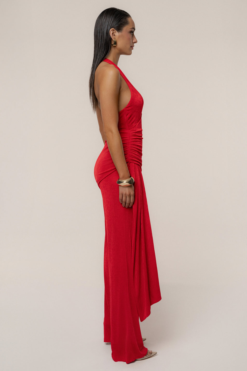 Red Rustic Charm Halter Jumpsuit