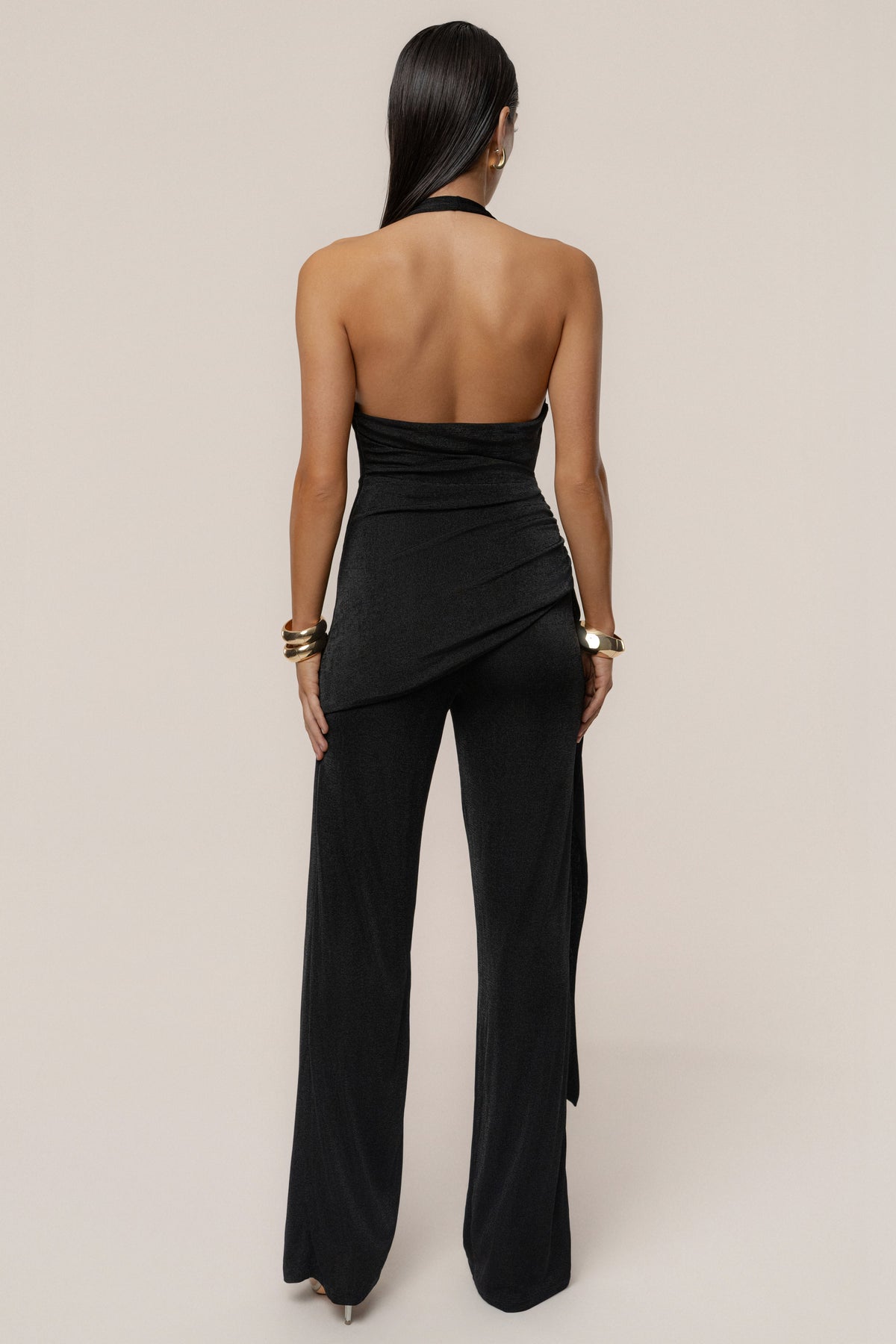Black Rustic Charm Halter Jumpsuit