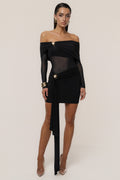 Black Glow State Drape Dress