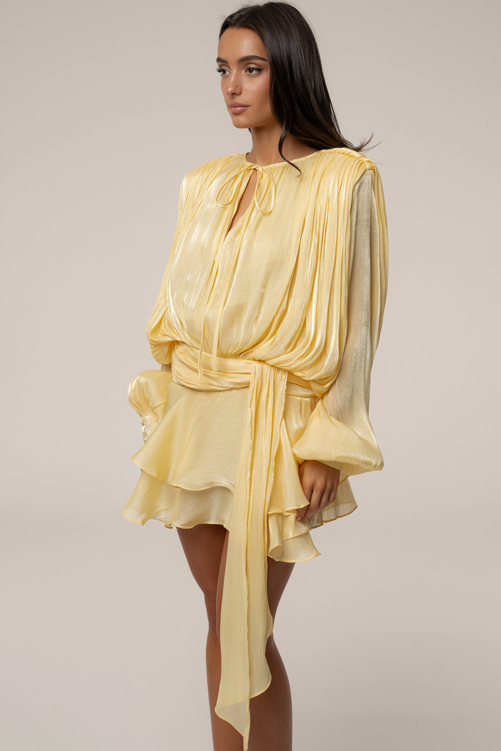 Yellow Pure Glow Draped Mini Dress