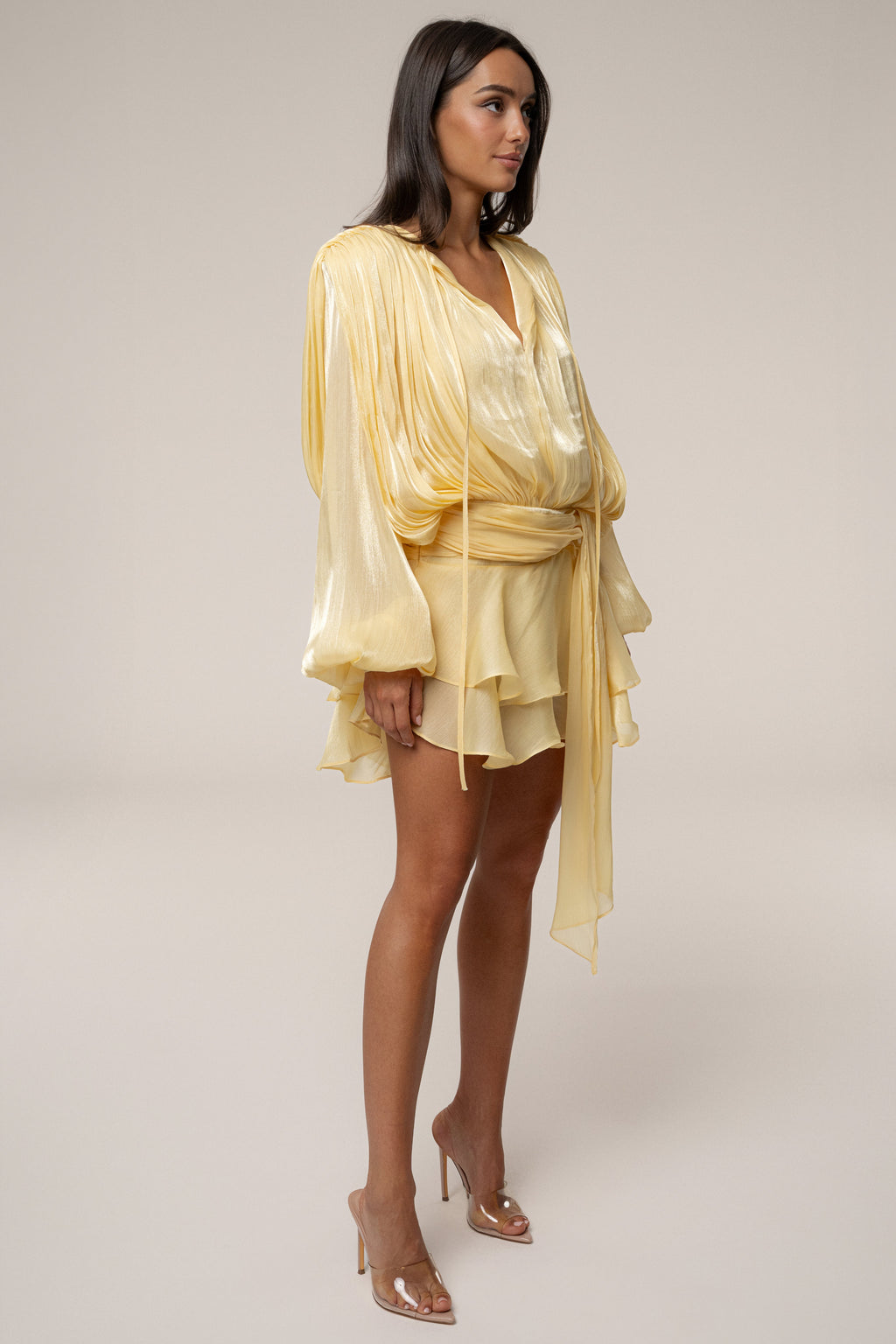 Yellow Pure Glow Draped Mini Dress