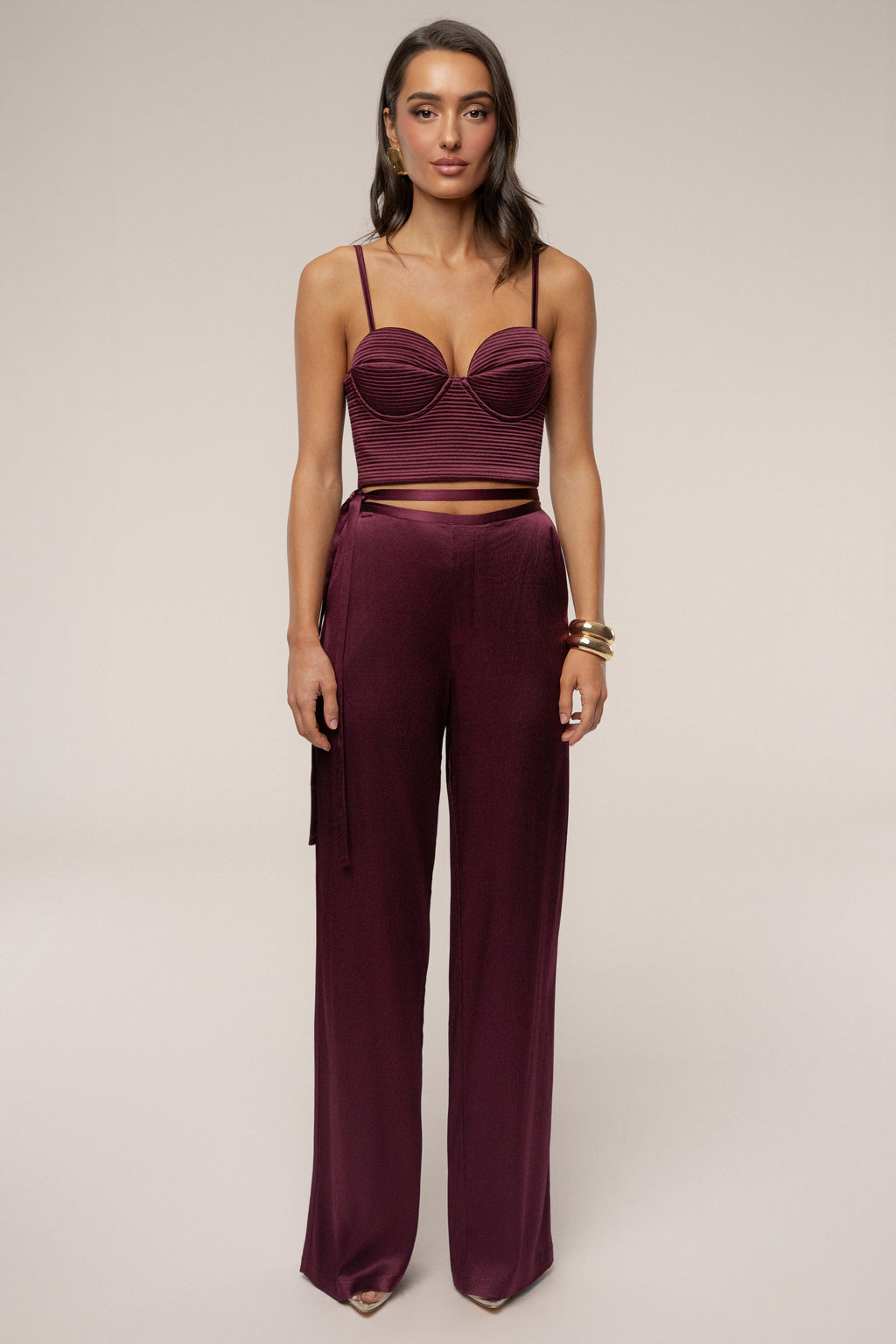 Burgundy Thalia Textured Bustier