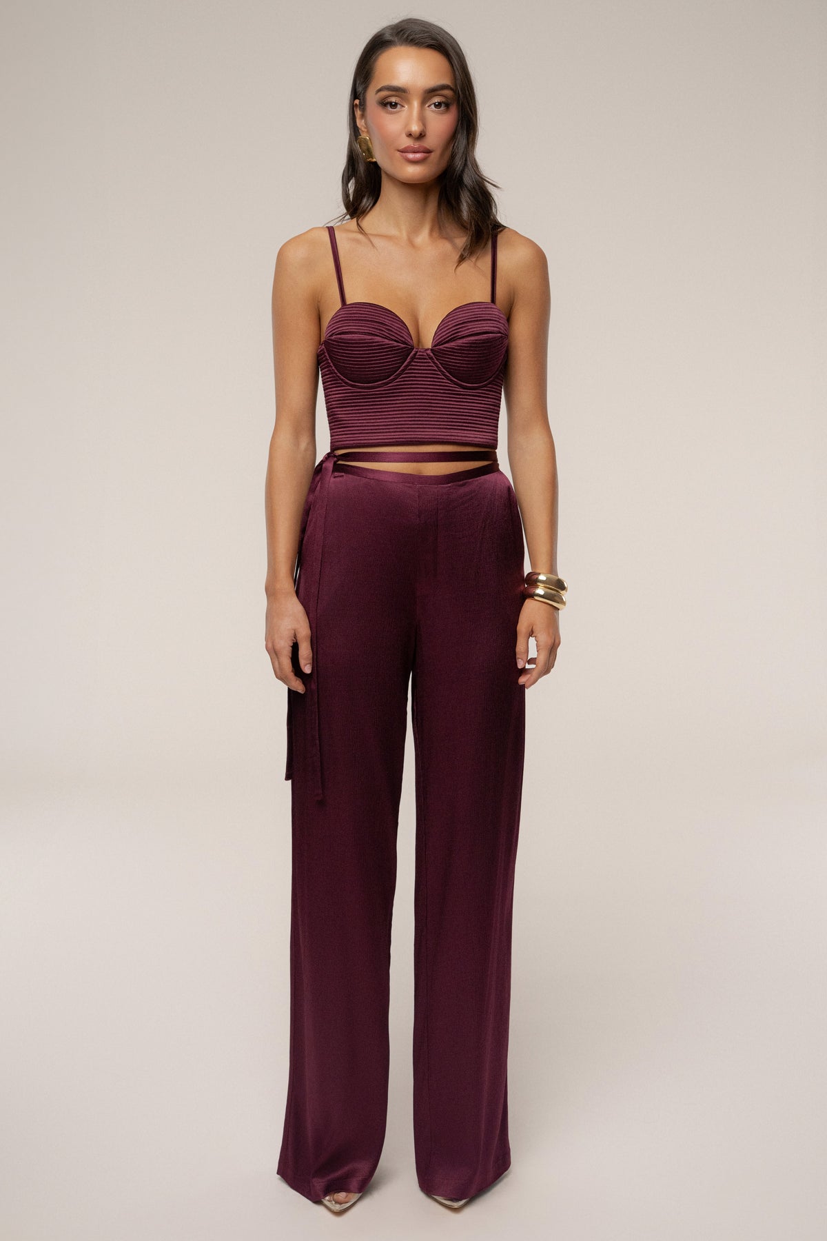 Burgundy Thalia Textured Bustier
