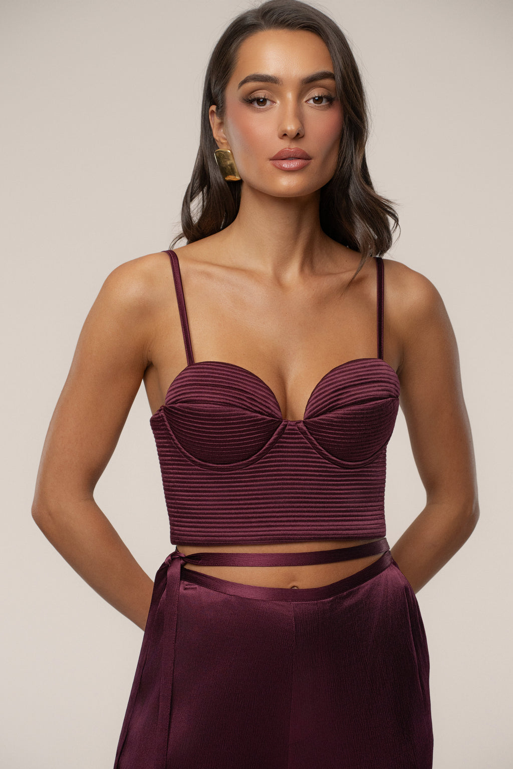 Burgundy Thalia Textured Bustier