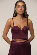 Burgundy Thalia Textured Bustier