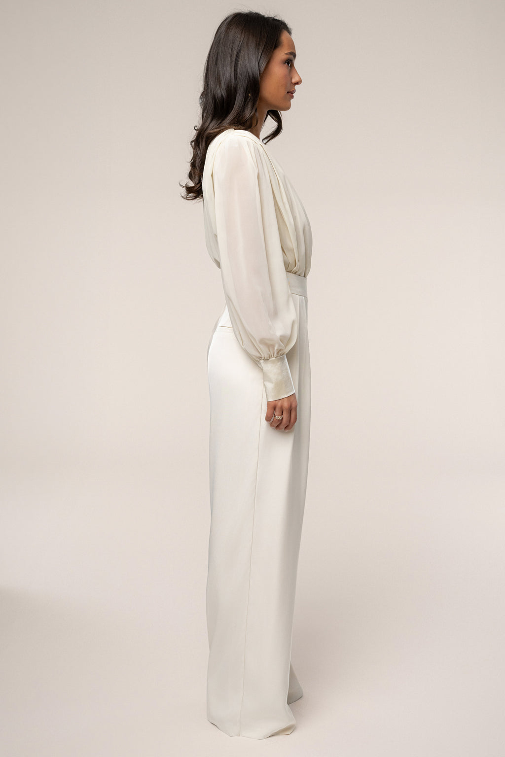 Ivory Refined Pleated Chiffon Top