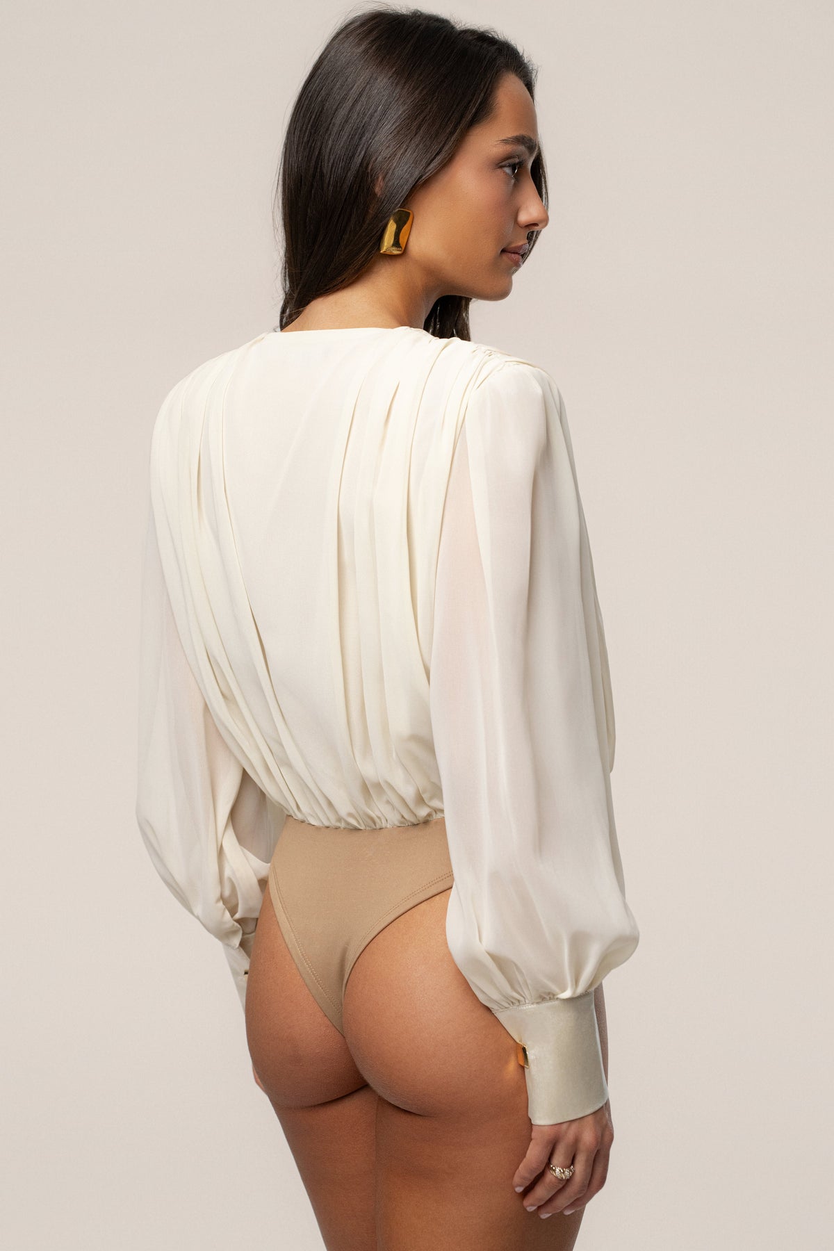 Ivory Refined Pleated Chiffon Top