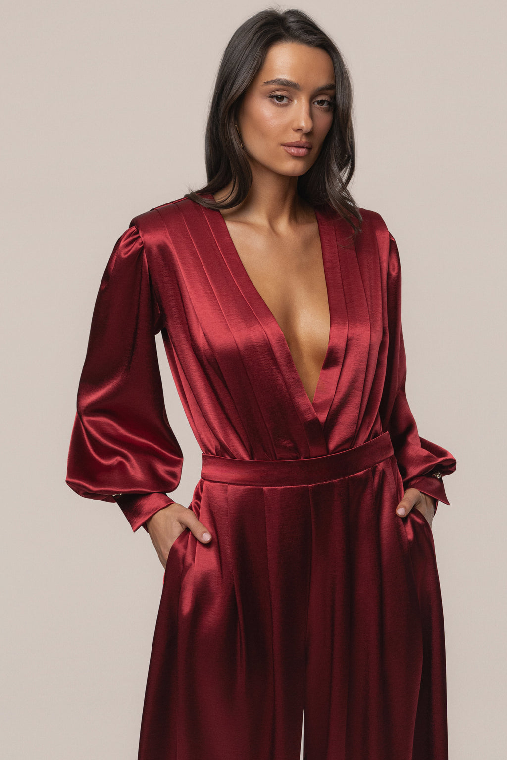 Burgundy Satin Radiance Bodysuit