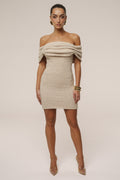 Beige Pour Over Mini Dress