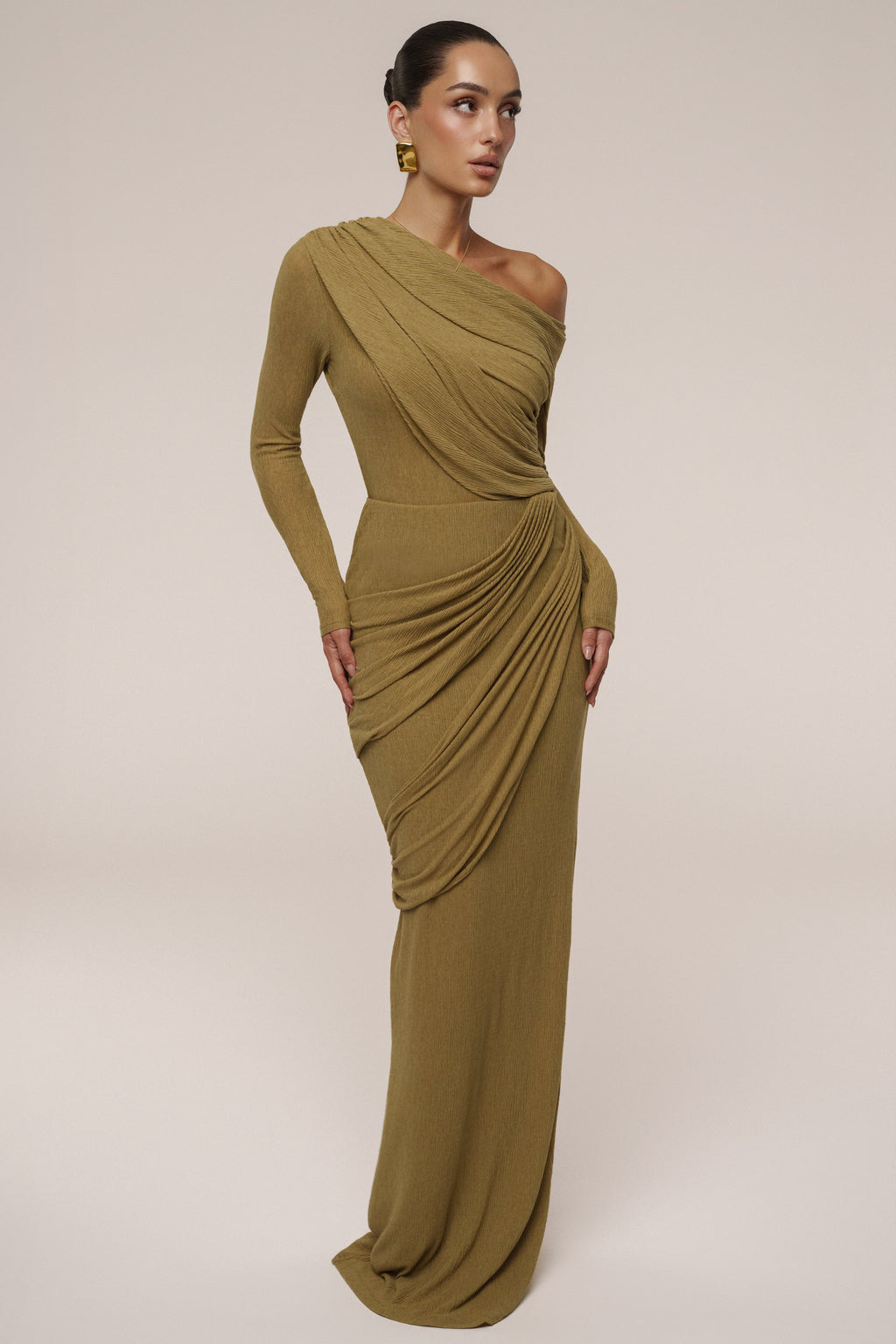 Moss Textured One Shoulder Bodysuit