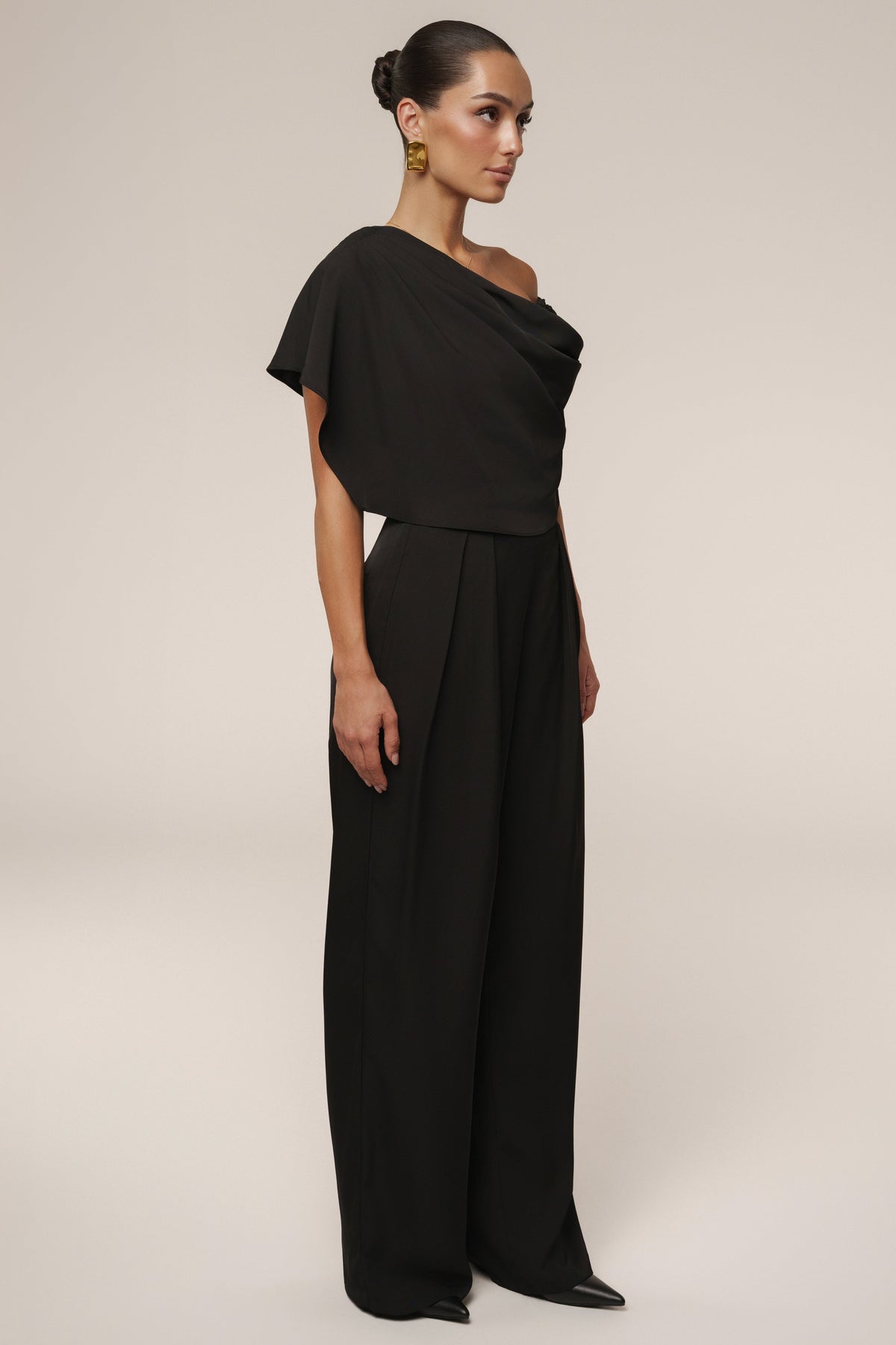 Black Gleam and Glow Satin Top