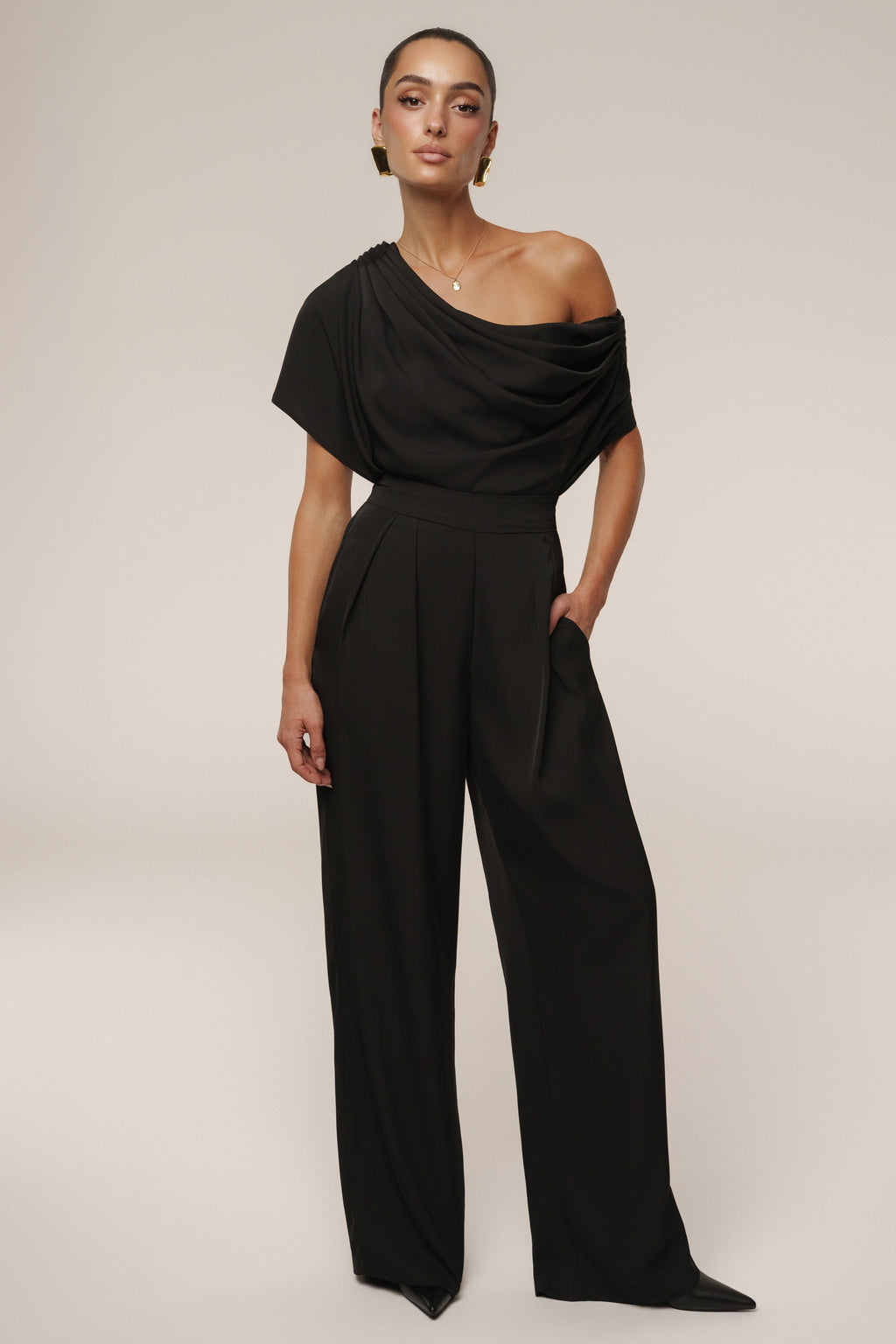 Black Gleam and Glow Satin Top