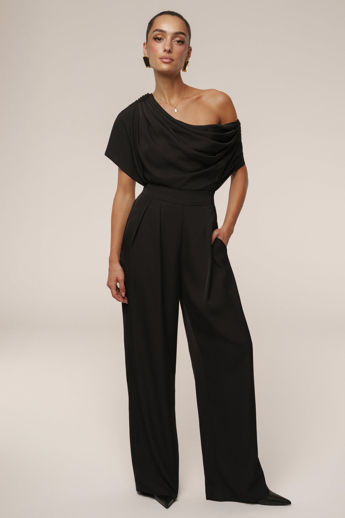 Black Gleam and Glow Satin Top