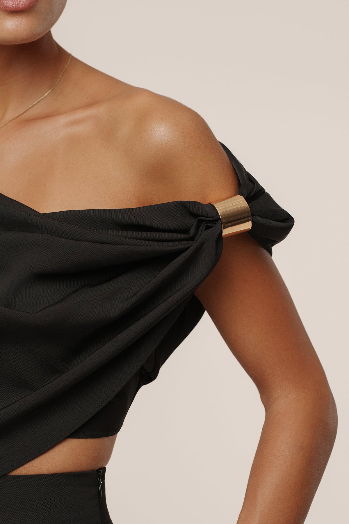 Black Gleam and Glow Satin Top