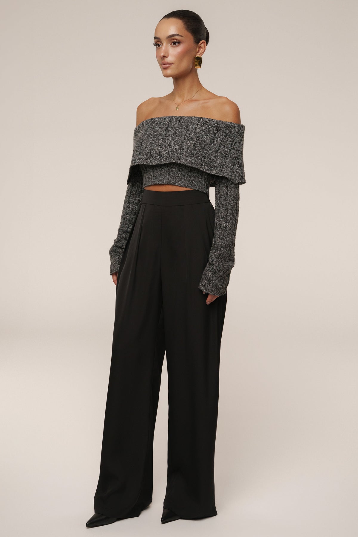 Grey Off Duty Sweater Top