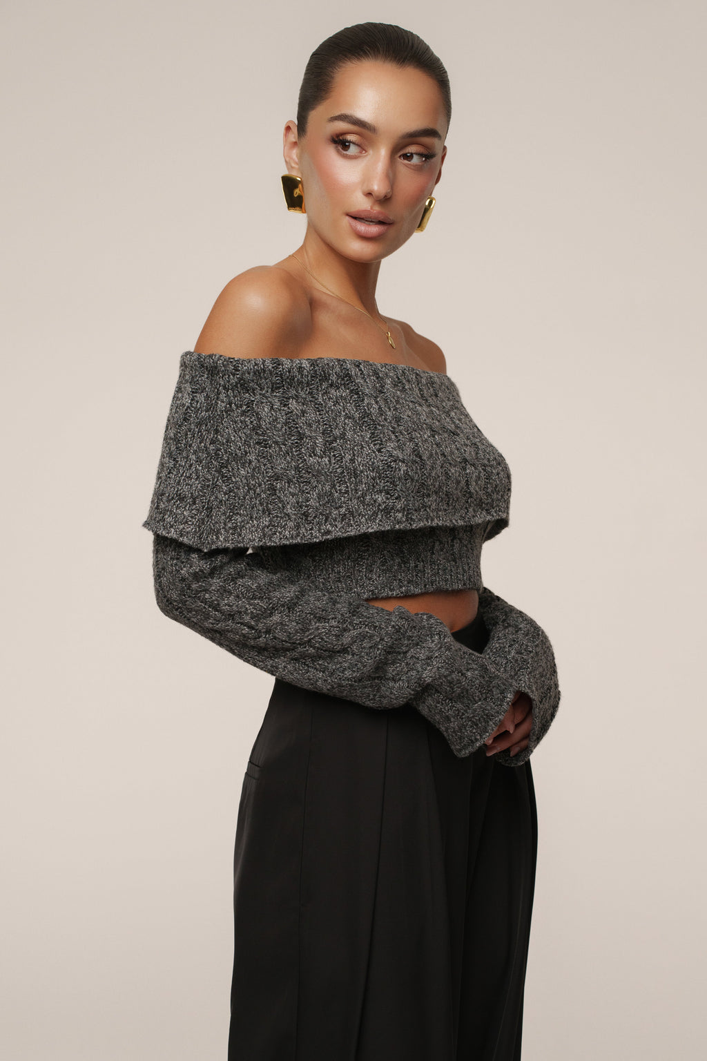 Grey Off Duty Sweater Top