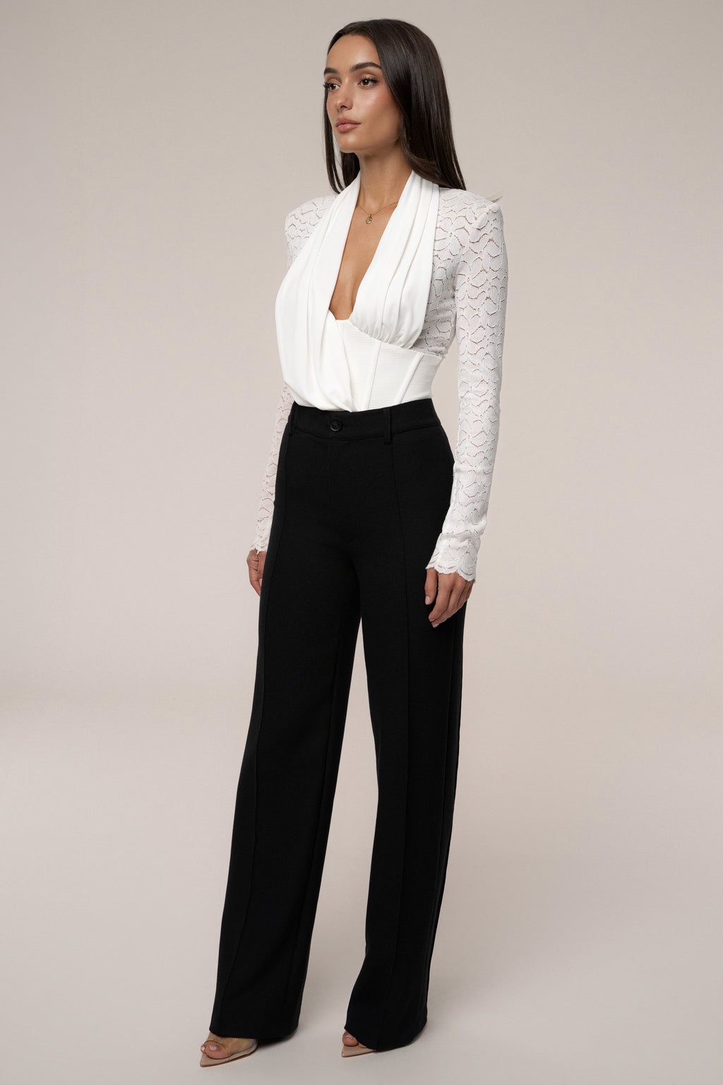 White Lace Corset Bodysuit