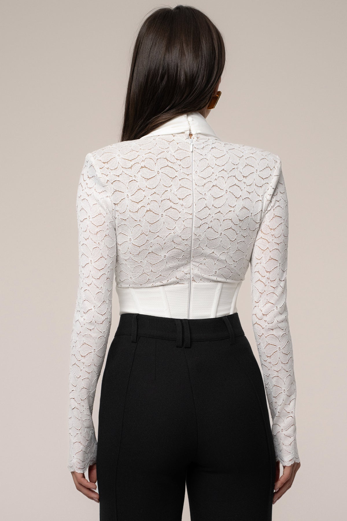 White Lace Corset Bodysuit
