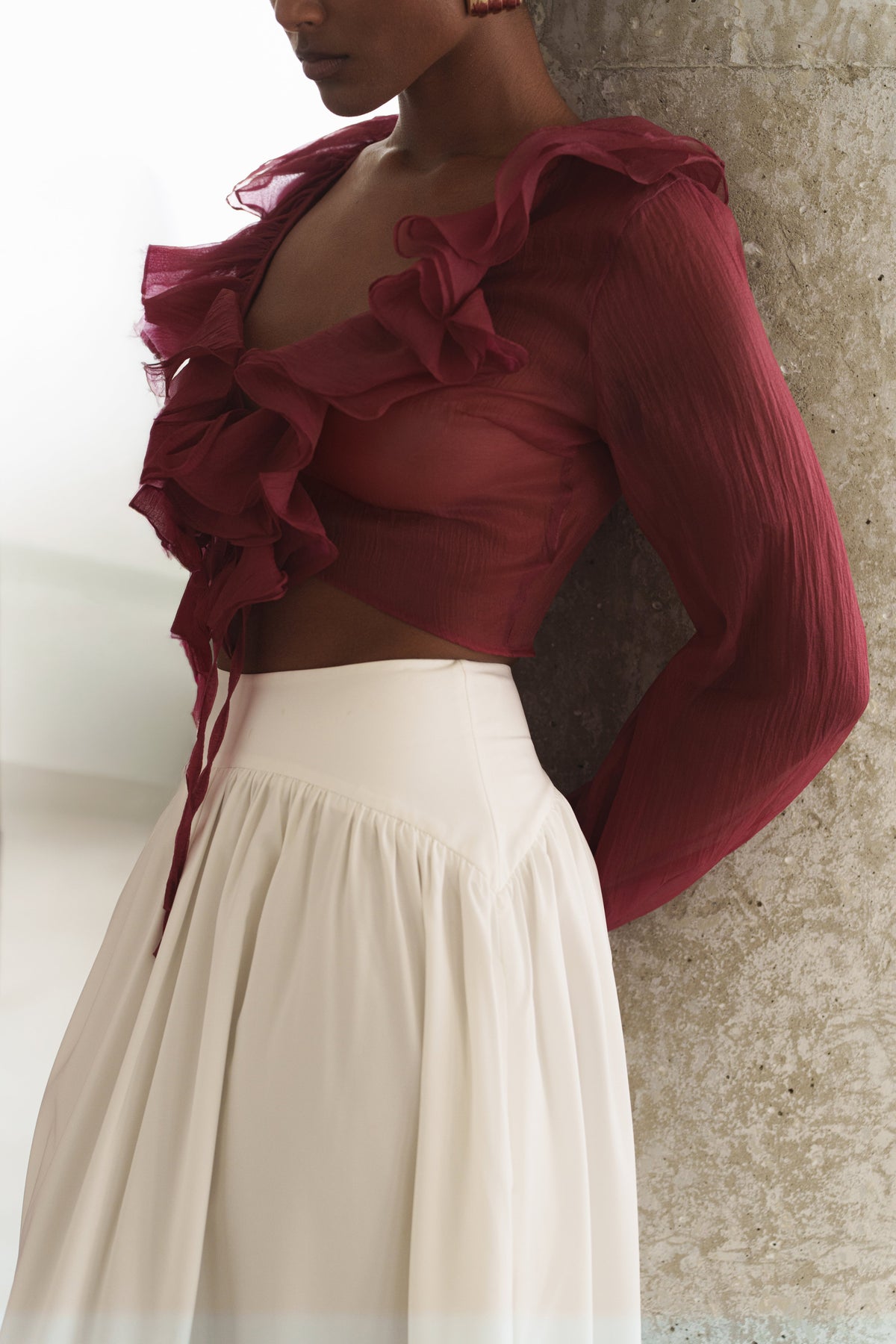 Berry Delilah Ruffled Top