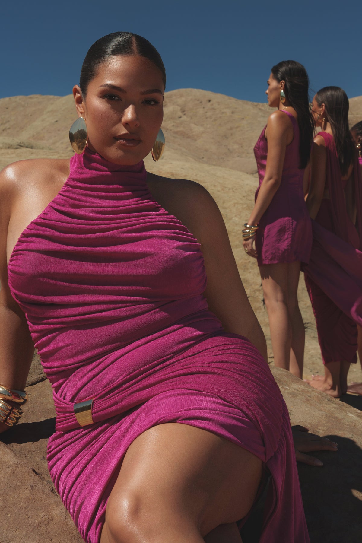 Fuchsia Anastasia Halter Mini Dress